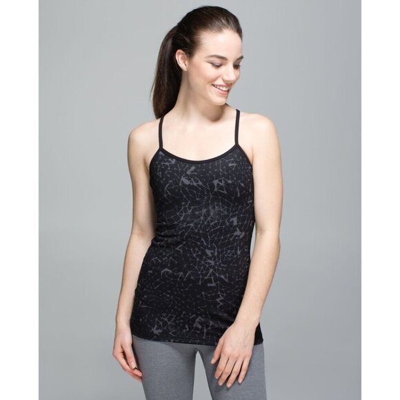 Lululemon Women's‎ Power Y Tank Luon Star Crushed Coal Black Size 8 - Picture 1 of 11